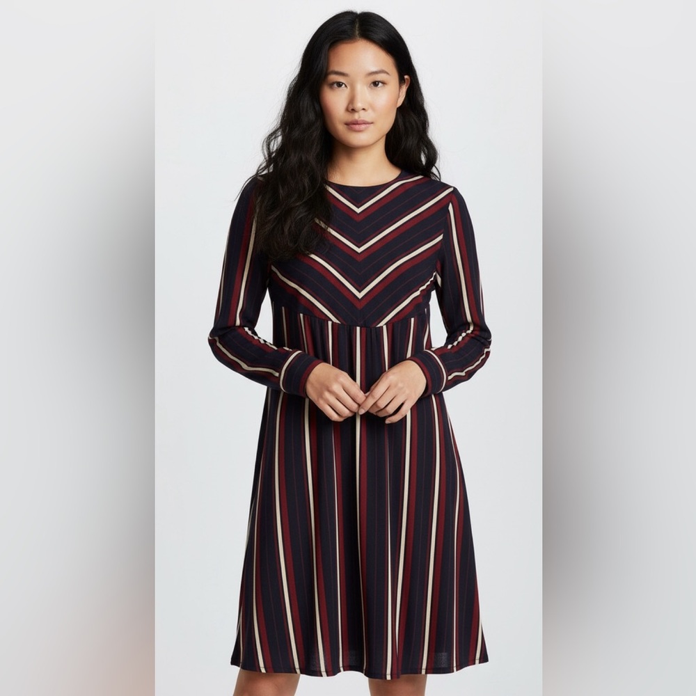 WOMEN’S PREPPY Y.A.S. STRIPED MIDI DRESS IVY LEAGUE DARK ACADEMIA YACHT NAUTICAL